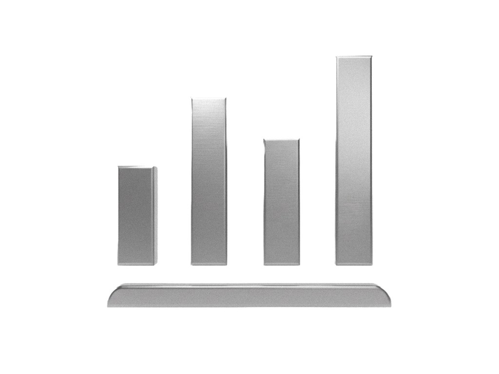 Ikon grafik batang yang melambangkan analisis data permintaan dan perencanaan stok aluminium berbasis data ALUTERRA
